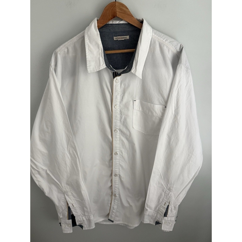 Carbon 2 Cobalt Shirt Mens 2XL Long Sleeve Button Up White.